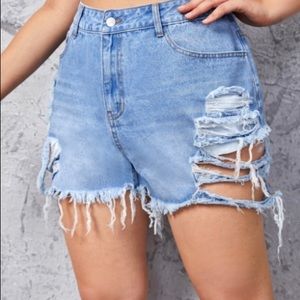 Ripped Raw Hem Denim Shirts